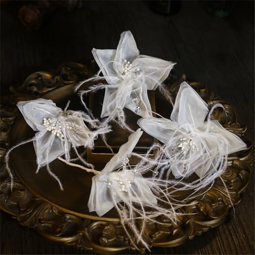 Clip de pelo de plumas para novia ideal en bodas de estilo Sen al aire libre 4