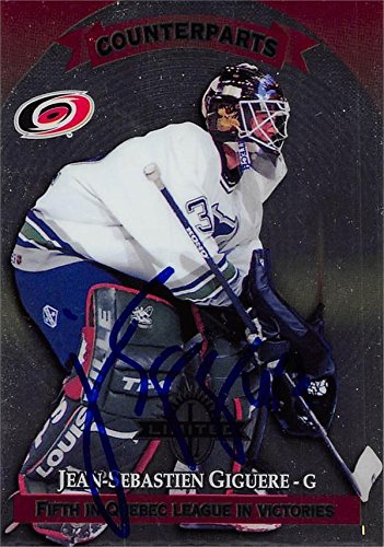 Autograph Warehouse 466209 Jean-Sebastien Giguere Autographed Hockey Card44; 1997 Donruss Limited Counterparts No. 102