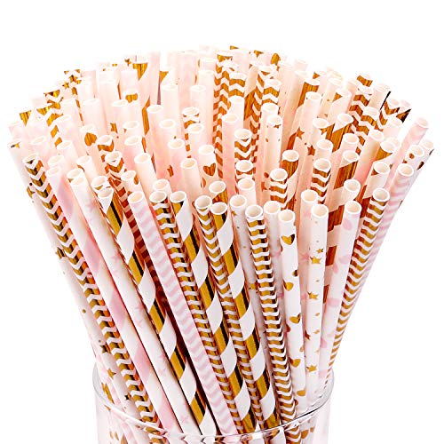 Pink/Gold Party Paper Straws -