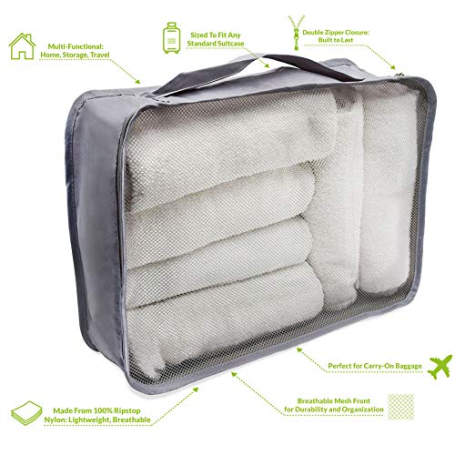 Large Packing Cubes - 4 Pack High Capacity Luggage Organizers, Mesh Clothing Bags Made From Ultralight Reusable Nylon, For Travel, Hiking, Camping, Accessories, Suitcases, Backpacking, Gray - 17.5X5X12.75 #TOP2