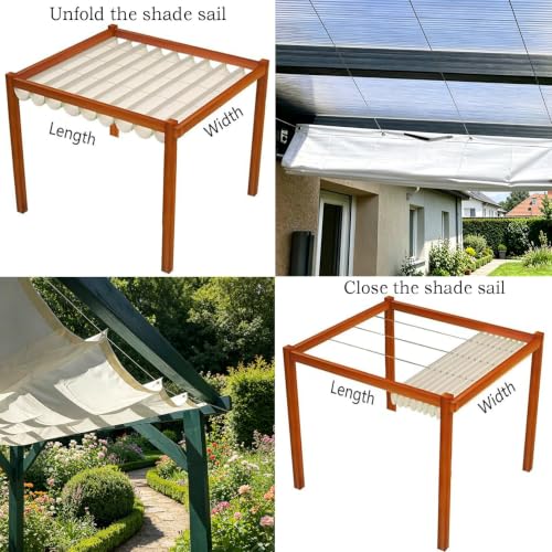 Toile d'ombrage rétractable 2x3.6m protection solaire noire