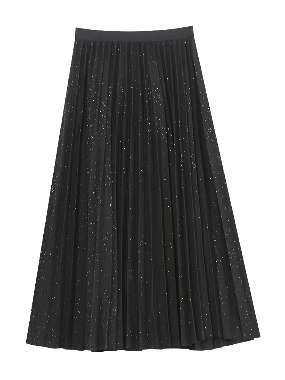Faldas De Invierno para Mujer, Faldas De Invierno Negras Elegantes para Mujer Cintura Elástica Midi Faldas De Talle Alto para Mujer Faldas Plisadas De Una Línea(Black One Size)