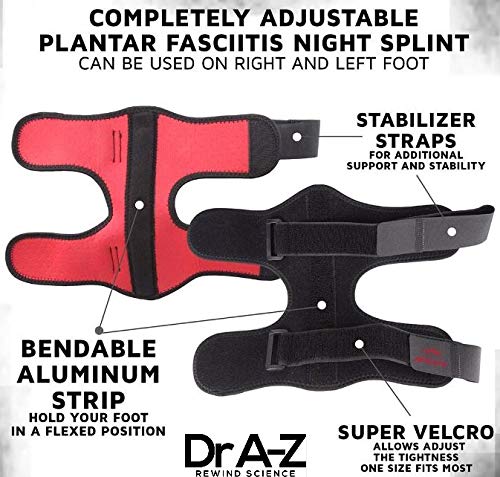 Dr A-Z Dorsal Night Splint Ankle Support Brace Plantar Fasciitis Feet Ankle Brace Arch Support Pain Relief Effective for Heel Arch Foot Pain, Achilles Tendonitis Bonus Alert Card - Thumbnail 2