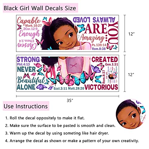 Yovkky Black Girl Religious Butterfly Wall Decal Sticker, Positive Saying African American You Are Beautiful Nursery Decor, Inspirational Home Afro Kid Room Decoration Bedroom Playroom Art Gift #TOP1