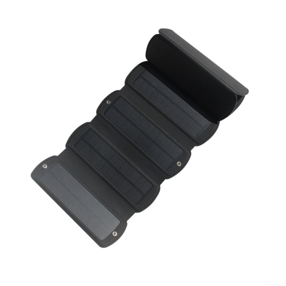 Zoegneer Chargeur solaire pliable 16 W - Double sortie USB - IPX6 - Panneau en silicone monocristallin étanche - Pour camping et randonnée - Noir