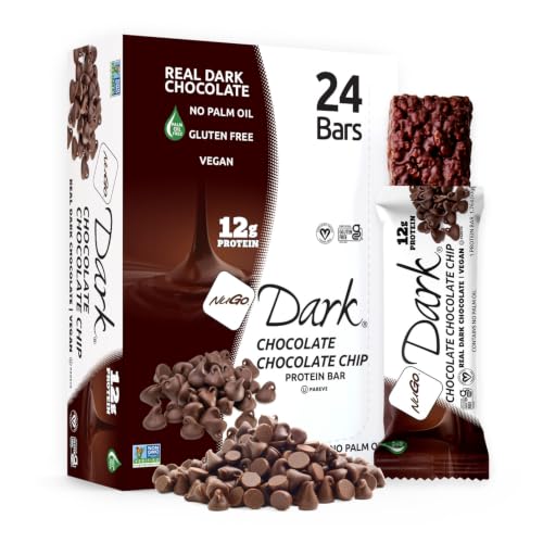 NuGo Dark, Chocolate Chip, 12g Vegan Protein Bar, Gluten Free, 24 Count
