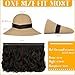 Lansigreen Sun Hat with Hair Extensions Hat Wig UPF 50+ Foldable Wide Brim Straw Beach Hat Attached 9