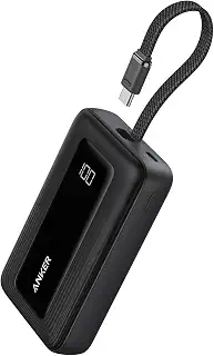 Anker Zolo Power Bank (10K, 30W, Built-In USB-C Cable)ブラック | モバイルバッテリー 10K 30W 10000mAh 最大30W出力 USB-C ケーブル一体型 ディスプレイ搭載【PD/PowerIQ搭載/PSE技術基準適合】iPhone 17 / 16 / 15 Android iPad その他各種機器対応