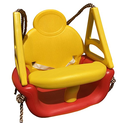 Loggyland 3 in 1 Babysitz verstellbar und mitwachsend Schaukelsitz Gartenschaukel für Baby und Kinder mit Rückenlehne und Anschnallgurt Indoor Outdoor