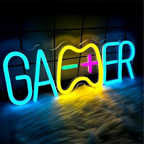 Image of LED Game Sign Game Zone Neon Signs Gaming Room Wall Art Decor Man Cave Lights Signs Gamer Home Bedroom Decoration USB Powered Brightness Adjustable