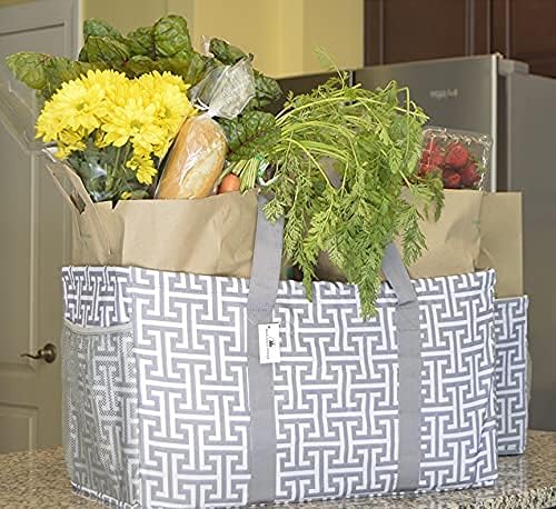 Extra Large Reusable Grocery Tote, premium quality canvas, stands upright & collapses, sturdy base, waterproof for beach/pool towels, storage, picnicking, tailgating, sport equipment, Max Logo - Image 3