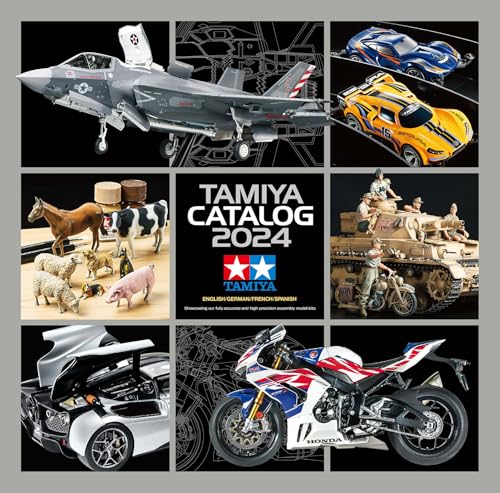 TAMIYA Catalogo principale 2024 per modellismo in plastica, camion 1/14, carri armati 1/16 e accessori