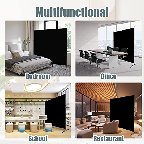Room Divider Single Panel Privacy Screen, 71''x72''H Large Divider for Room Separation, Thickened Fabric 6FT Room Divider Wall Screen for Bedroom Office School, Portable Partition Room Dividers, Black - Thumbnail 5
