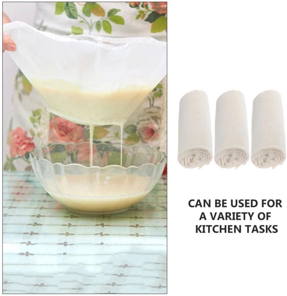 3pcs Cotton Cheese Cloths Reusable Kitchen Filter Fabric Beige