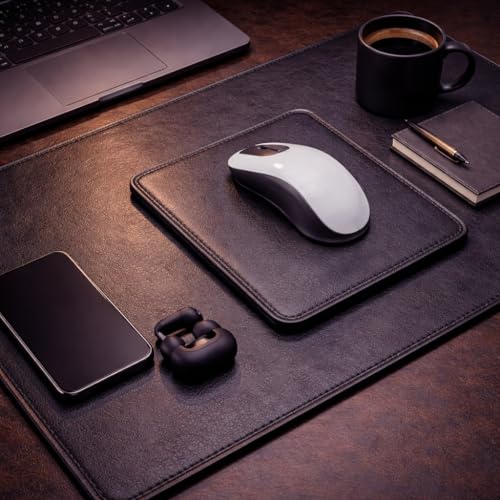 Image of Leatherman Leather Mouse Pad (Black) - Premium Non-Slip Desk Mouse Pad, Smooth Surface for Precision Control, Durable Rectangular Office & Gaming Mousepad, 24.5 x 21.1 cm