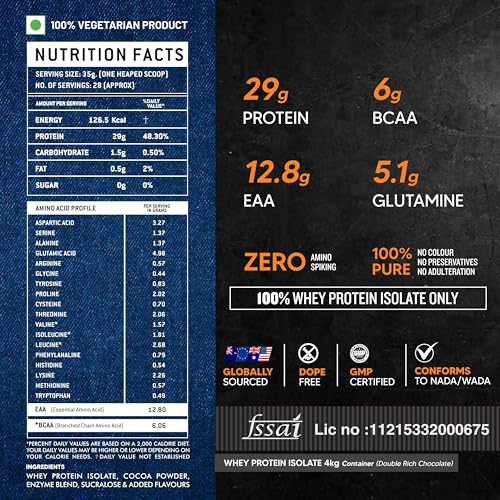 Image of Asitis Nutrition ATOM Whey Protein Isolate 4kg | 30g protein, 6.1g BCAA & 13g EAA | Ultra Pure-Fast acting Protein | Double Rich Chocolate Flavor