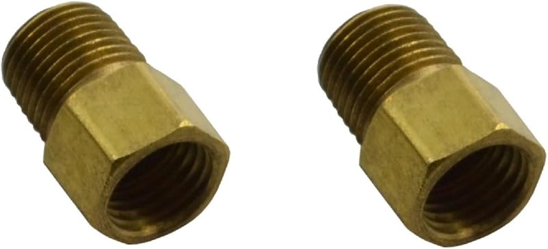Adaptador de linha de freio Inline Tube em latão 1/8 NPT macho para 3/8-24 – Pacote com 2