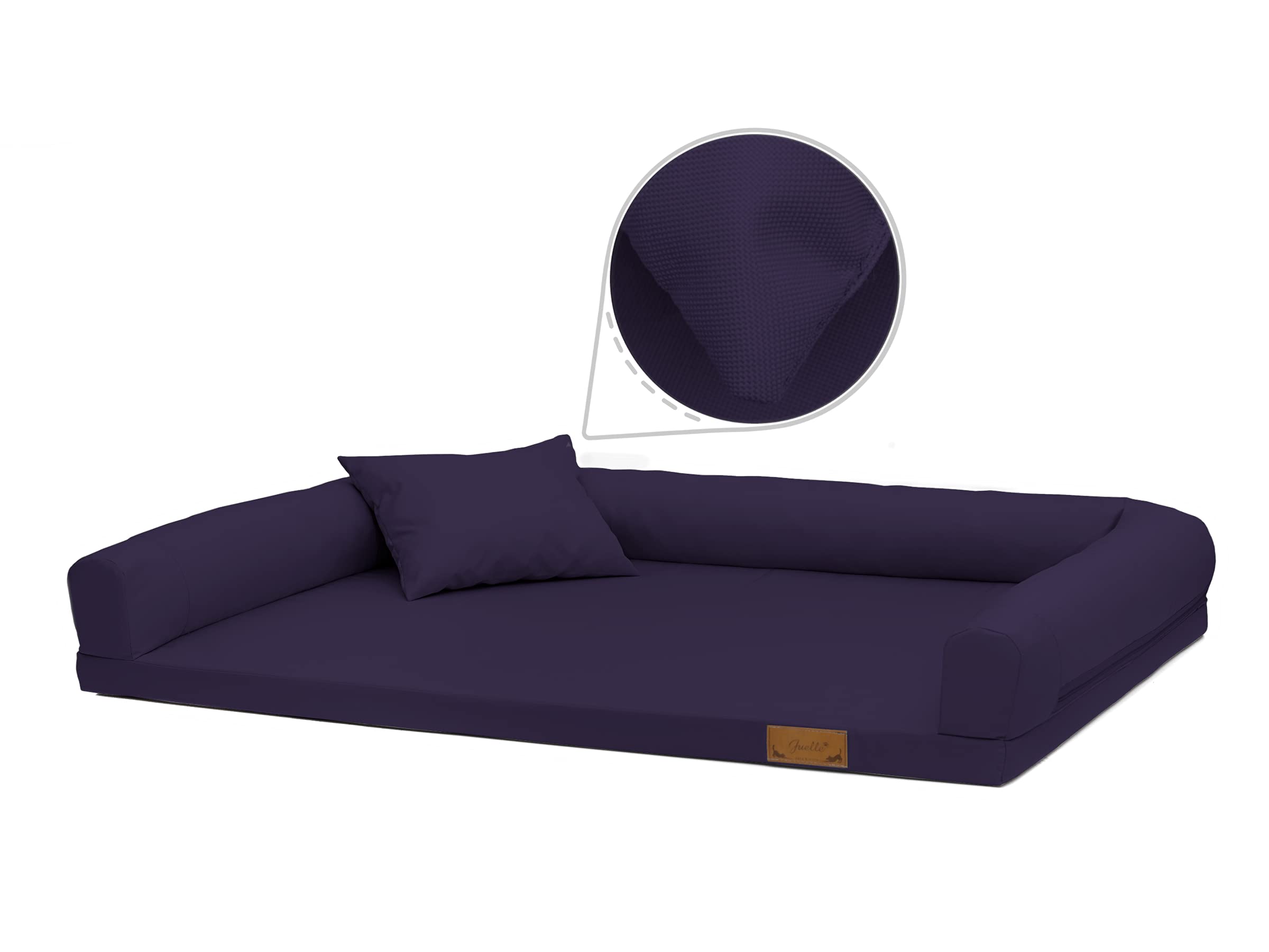 Juelle Cama Ortopédica para Perros Grandes, Colchón Ergonómico con Laterales para Perros Grandes, Funda Extraíble, Lavable a máquina, Lucky 2XL (Tamaño: XXL - 145 x 105 cm, Púrpura Oscuro)