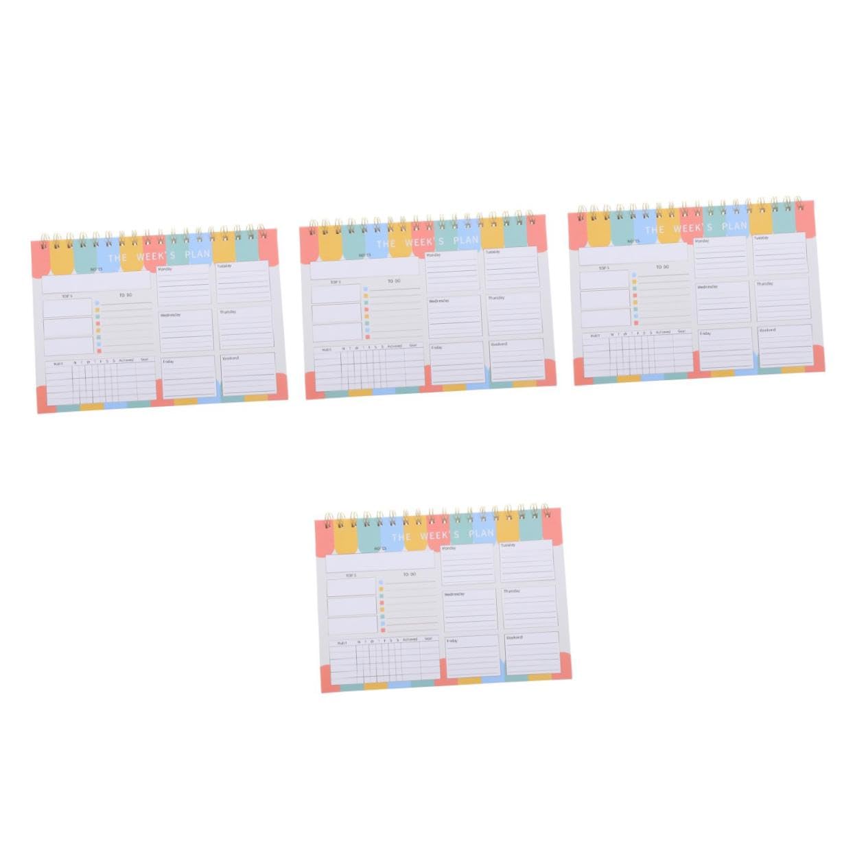4 Piezas Planificador Semanal sin Fecha con Robusta y Encuadernación Doble Cuaderno Organizador para Tareas y Horarios para Oficina y Escuela de Notas Espacio para Escribir