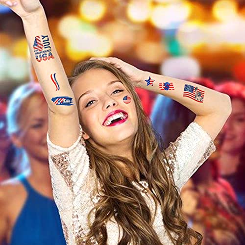 4Th Of July Temporary Tattoo Independence Day Fake Tattoos For Kids Adults Red White Blue Usa Flag Theme Tattoo Stickers Celebrate Patriotic Party Supplies For Memorial Day Labor Day 10 Sheets #TOP7