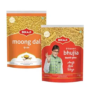 Moong Dal 1000g and Bhujia 200g Combo of 1200g (42.33Oz) – Authentic Indian Snacks Family Pack | Crunchy Namkeen, Party Mix, Bar Snacks & Tea-Time Treats