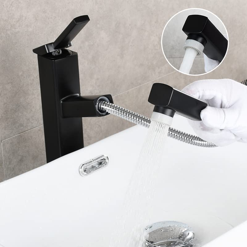 Grifo de cobre negro cepillado para baño con sistema monomando extraible