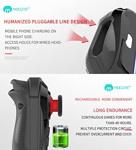 Yongqin Controlador de jogo móvel para Mocute, Gamepad sem fio Bluetooth para celular com joystick,