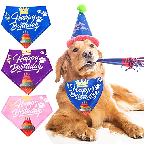 Dog Bandana Happy Birthday Print Decorative Soft Texture Puppy Cats Triangle Saliva Towels Pet Supplies Dog Bibs #TOP3