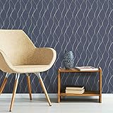 RoomMates RMK11293WP Blue Wave Ogee Peel and Stick Wallpaper