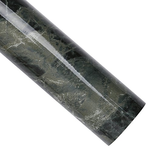 Wallstickery Marble Paper for Counter top Faux Black Green Granite Wallpaper Gloss Self Adhesive Sticky Stone Look Wall Stickers Removable Peel and Stick Kitchen cabinets