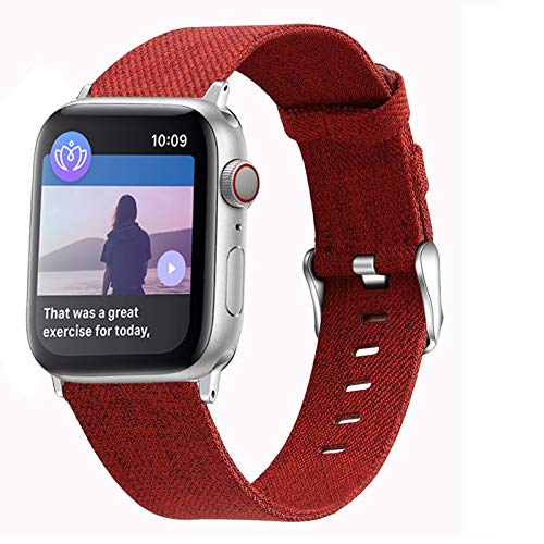 Fabric Woven Straps Compatible with Apple Watch Bands 38mm 40mm 42mm 44mm Series SE/6/5/4/3/2/1 Woven Nylon Replacement iwatch Band Wristbands for Men Women LC84001 (38mm/40mm,Color5)