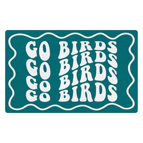 Cquwb Football Door Mat Go Birds Doormat Outdoor Indoor Outside Entrance Entryway Dark Green Fottball Decorations Welcome Mat for Front Door Porch 17x30 Inches