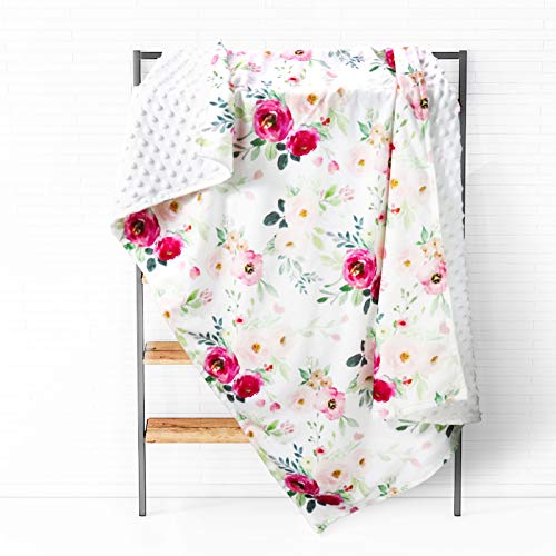 Image of TANOFAR Baby Blankets, Floral Minky Toddler Blanket for Boys Girls, Dotted Backing, Double Layer, Crib Receiving Blanket, for Nursery/Stroller/Toddler Bed/Carseat, 30 x 40 Inch, Watercolor Flower