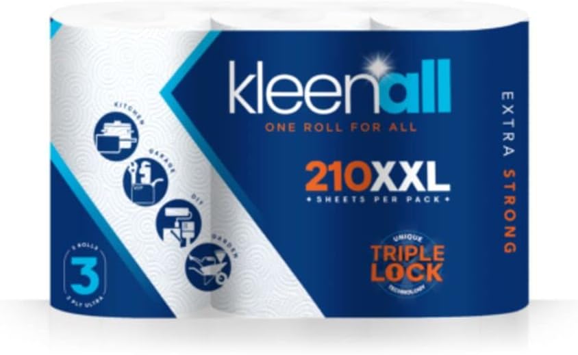 Kleen -All Kitchen Tissue Roll with Triple Lock (Pack of 12)|| UK Supplier