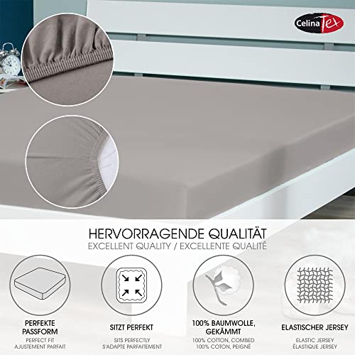 CelinaTex Jersey Spannbettlaken 200x200-200x220cm dunkel grau 100% Baumwolle gekämmt bis 26cm Matratzenhöhe Oeko-TEX - Image 3
