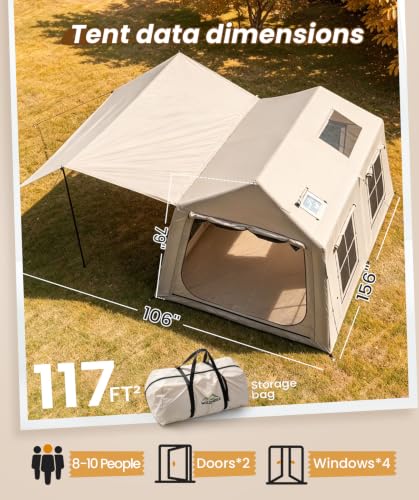 WildFinder Inflatable Tent with Awning, 116 ft² Blow Up Tent,Hot Tent - Image 5