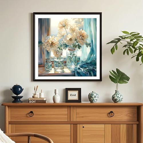 Image of Flower Stamped Cross Stitch Kits,11CT Cross Stitch Kits for Beginners,DIY Needlepoint Kits for Adults,Embroidery Patterns Dimensions Counted Cross Stitch Kits Art Crafts Kits for Home Decor and Gift