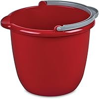 Sterilite 10 Qt Spout Pail with Titanium Handle - Red Bucket for Cleaning, Mopping & Car Wash, 12-Pack, Made in USA
