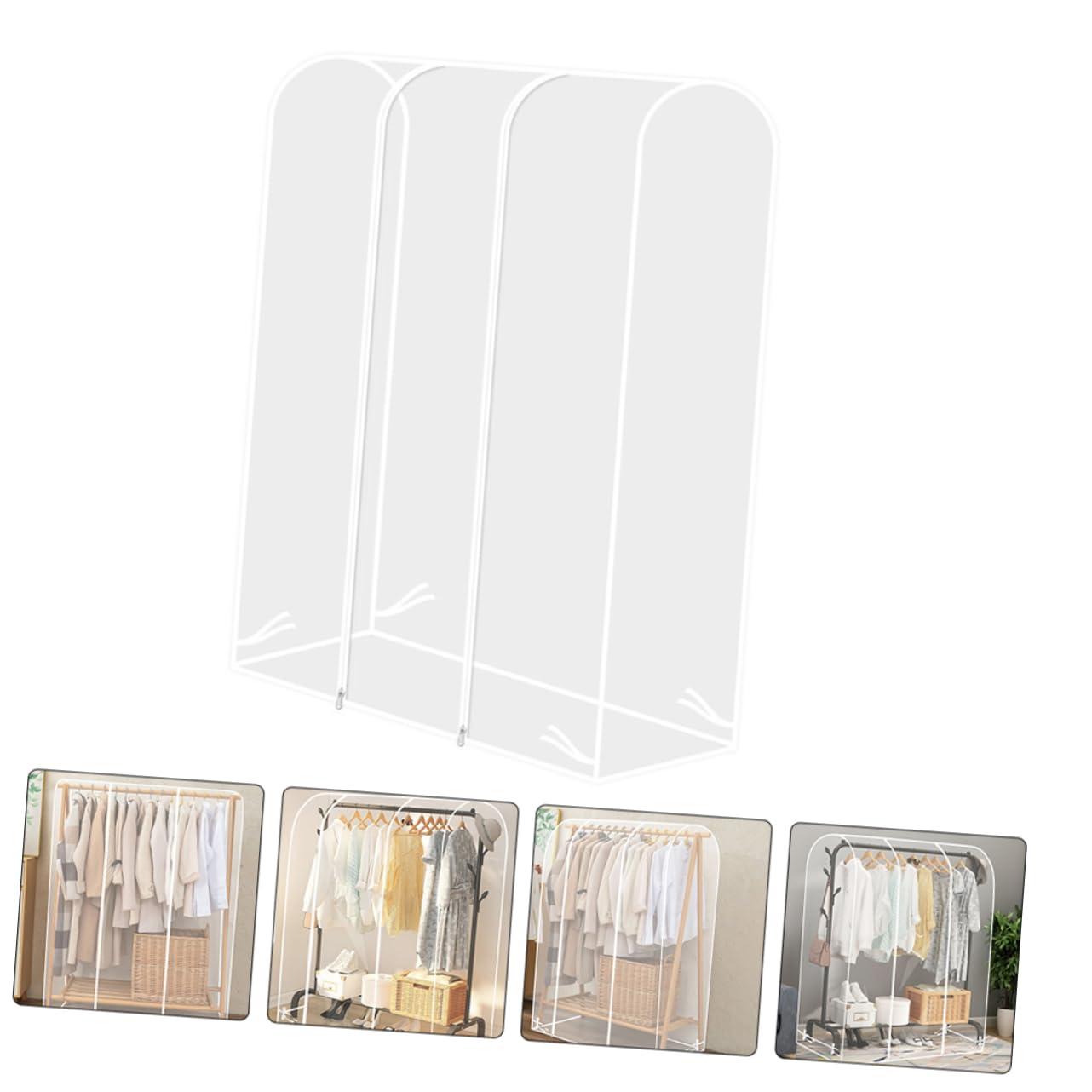 Coprigiacca Antipolvere Trasparente per Appendiabiti da Terra 60x50x150 Cm