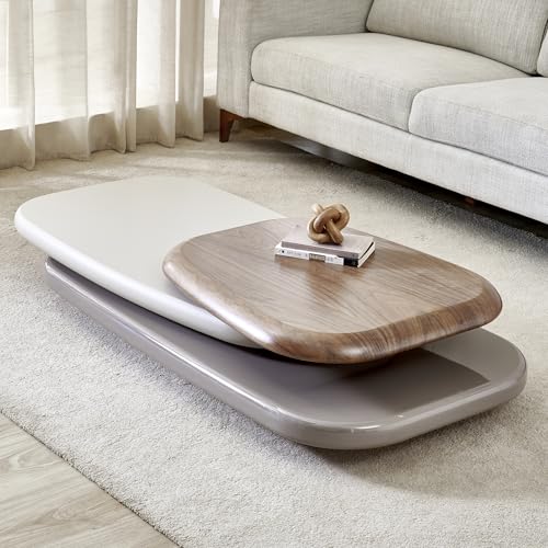 Image of Home Centre | Plaza SwivelCoffee Tables | Center Table for Living Room | Engineered Wood | Walnut | 1 Year Warranty
