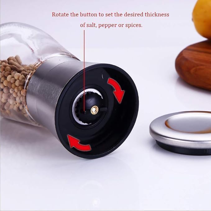 Image of Pepper Grinder or Salt Grinder, Best Spice Mill with Ceramic Blades, Adjustable Coarseness, Black Pepper Mill Grinder Shaker Steel Lid (MINI Paper Mill 2)