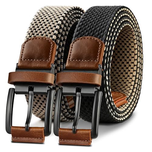 BULLIANT Men Belt Rerversible Golf Belt Stretch Braided for Gift Men 1 3/8