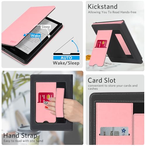 Image of CoBak Stand Case for 7 inch Kindle Paperwhite 12th Gen 2024 and Kindle Colorsoft with Hand Strap - Compatible with iPhone MagSafe, for Samsung /Belkin /Anker Wireless Charging Pads, Durable, Auto Sleep Wake