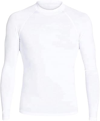 Long Sleeve Rashguard Sun Shirt-White-YXL/14