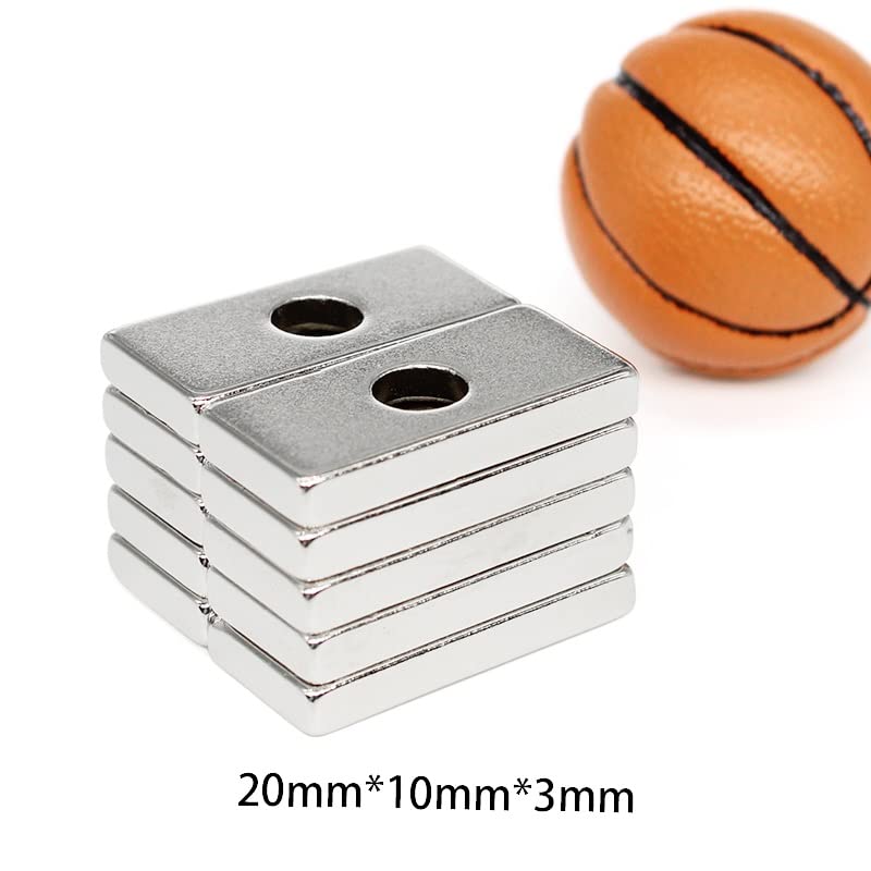 5/10/20/50/100PCS 20x10x3-4mm Block Countersunk Search Hole 4mm 20x10x3-4 Sheet Permanent NdFeB 20 * 10 * 3-4 Magnets(20PCS)