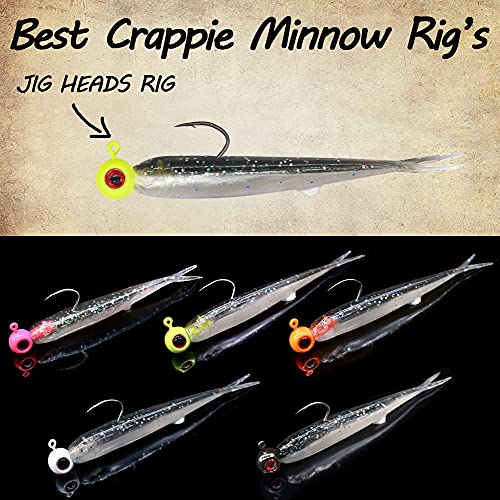Crappie-Baits- Plastics-Jig-Heads-Kit-Minnow-Fishing-Lures-For Crappie-Panfish-Bluegill-40-Piece Kit - 30 Bodies- 10 Crappie Jig Heads #TOP4