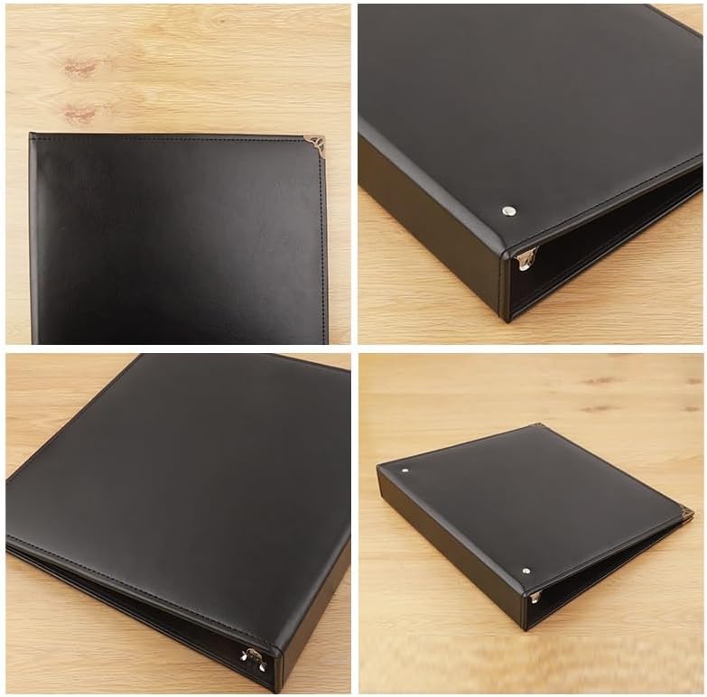 Travel Growth Commemorative Book ﻿ Office PU Leather Folder Certificate Storage Folder Loose Leaf Folder Applicable to Photos, Receipts, Star Cards, etc(D,28.2 * 30 * 5cm)