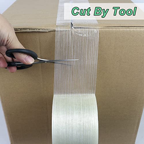 Bomei Pack Strapping Tape 3 Inch, Heavy Duty Fiber Reinforced Packing Tape, 60Yds 5.9Mil, Total 120Yds #TOP5