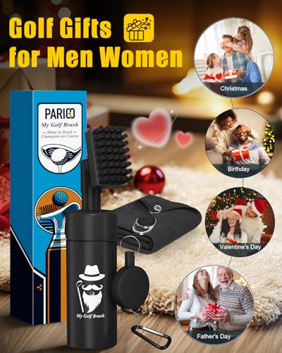 Golf Club Cleaner Brush with Golf Towel: Christmas Stocking Stuffers for Men Adult Golf Accessories for Men Grip Scrub Cleaning Kit Retractable Clip Hold 5 Oz Water Useful Golfer Gifts Idea Cool Gear