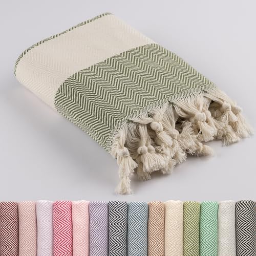LUCIDUS Strandtuch – 100% Türkische Baumwolle, Schnell Trocknend & Sandfrei, 100x200 cm Saunatuch Hamamtuch Damen & Herren – Leicht & Ideal für Reise, Bad, Yoga, Camping (Salbeigrün)